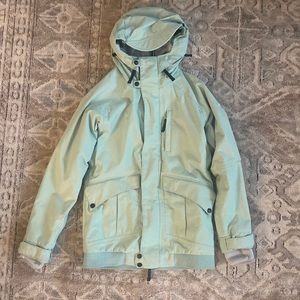 Mint green billabong ski jacket. Size small. Worn.
